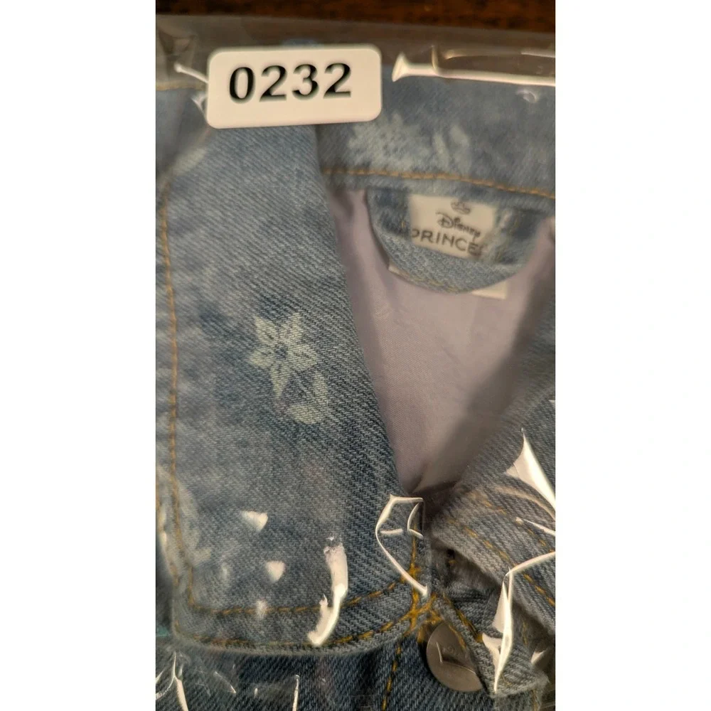 Disney Princess Girls Lined Denim Jacket Belle Cinderella Tiana Floral Print 5/6 - Picture 9 of 9